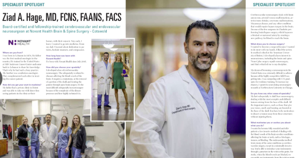 Medical Professionals Charlotte magazine: Dr Hage SPECIALIST SPOTLIGHT